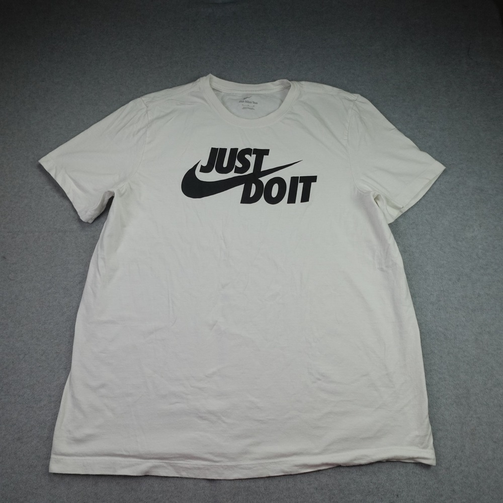 Nike T Shirt Men XL White Just Do It Athletic Casual Short Sleeve Tee Graphic